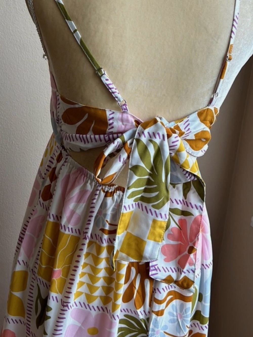 Anthropologie Paper Heart Pink, Yellow & Olive Green Patchwork Maxi Dress - Picture 3 of 6